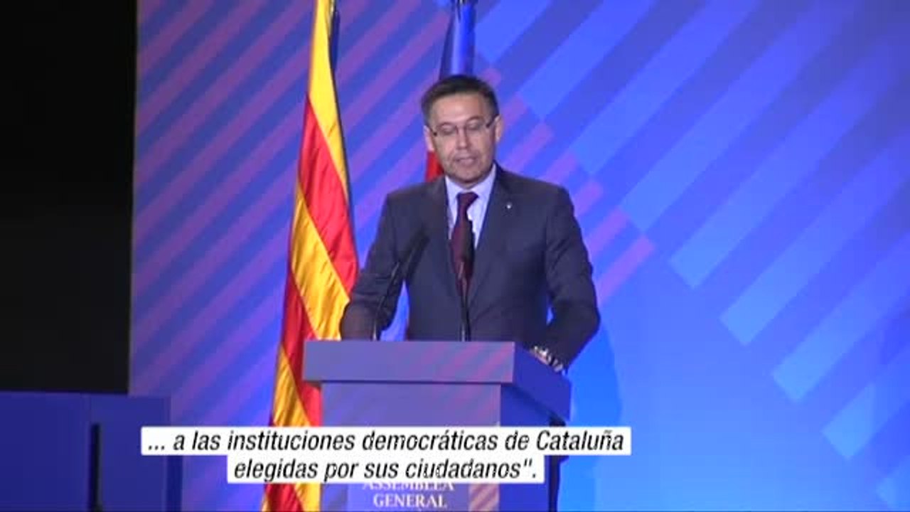 Bartomeu: "Ante el 155 reiteramos nuestro apoyo a las instituciones democráticas de Cataluña"