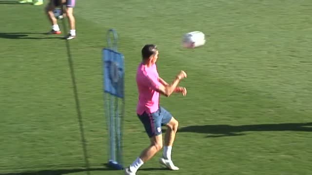 Entrenamiento antes del primer partido de Champions en el Wanda Metropolitano