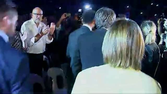 Gritos de Independencia a la llegada de Puigdemont, Junqueras y Forcadell al mitin de Tarragona