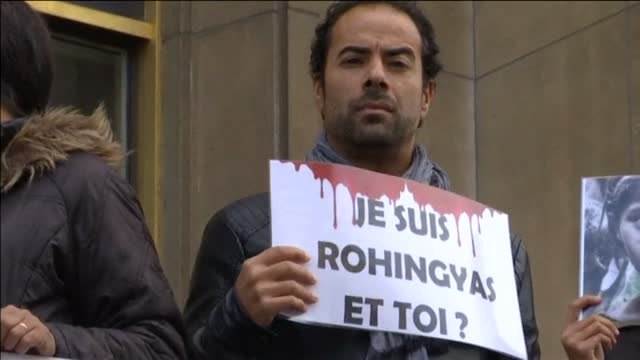 Manifestación en París contra las violaciones de Myanmar a los rohingyas