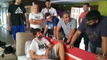 La selección visita a Llull en su casa