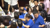 Monumental bronca en el Parlamento de Taiwán:  sillas volando y puñetazos