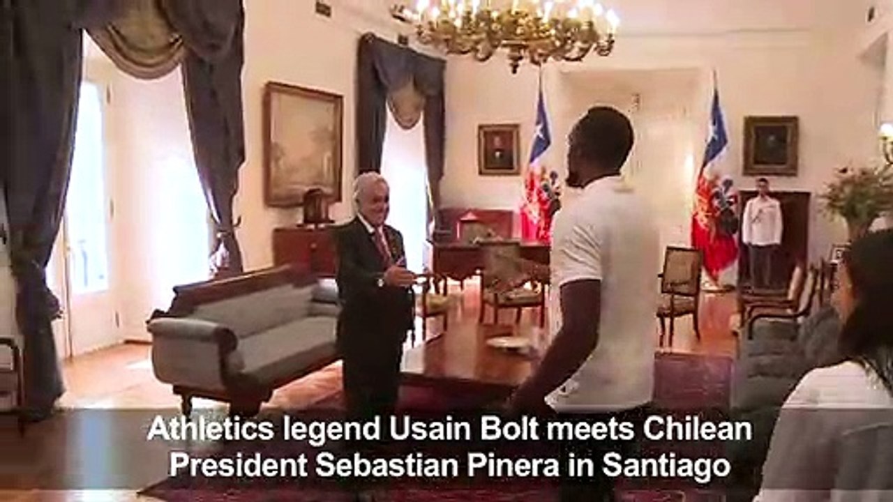 Oympic sprint champion Usain Bolt meets Chilean...