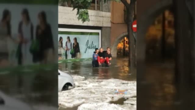 Un metro de granizo en Girona