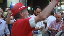 Militantes socialistas celebran la victoria de Pedro Sánchez en Ferraz