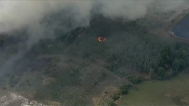 Los bomberos luchan contra un virulento incendio en el Condado de Polk