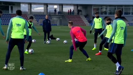 Entrenamiento del Barça a dos días del encuentro con el Atlético