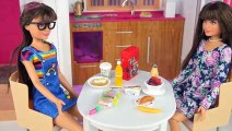 Barbie Twin Sisters Bunk Bed Morning Routine - Packing School Lunches! | Boomerang