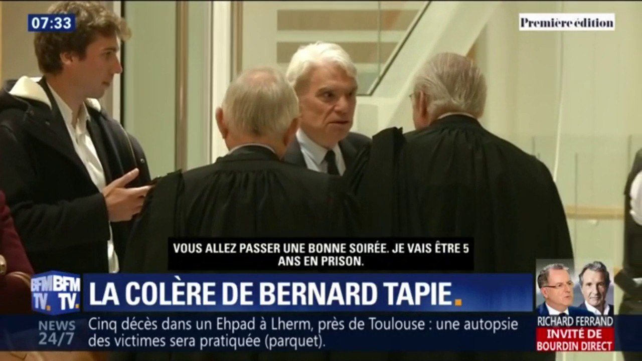 "Contents, ça va? Je vais être 5 ans en prison." Bernard Tapie interpelle les avocats des parties civiles à la sortie de son procès