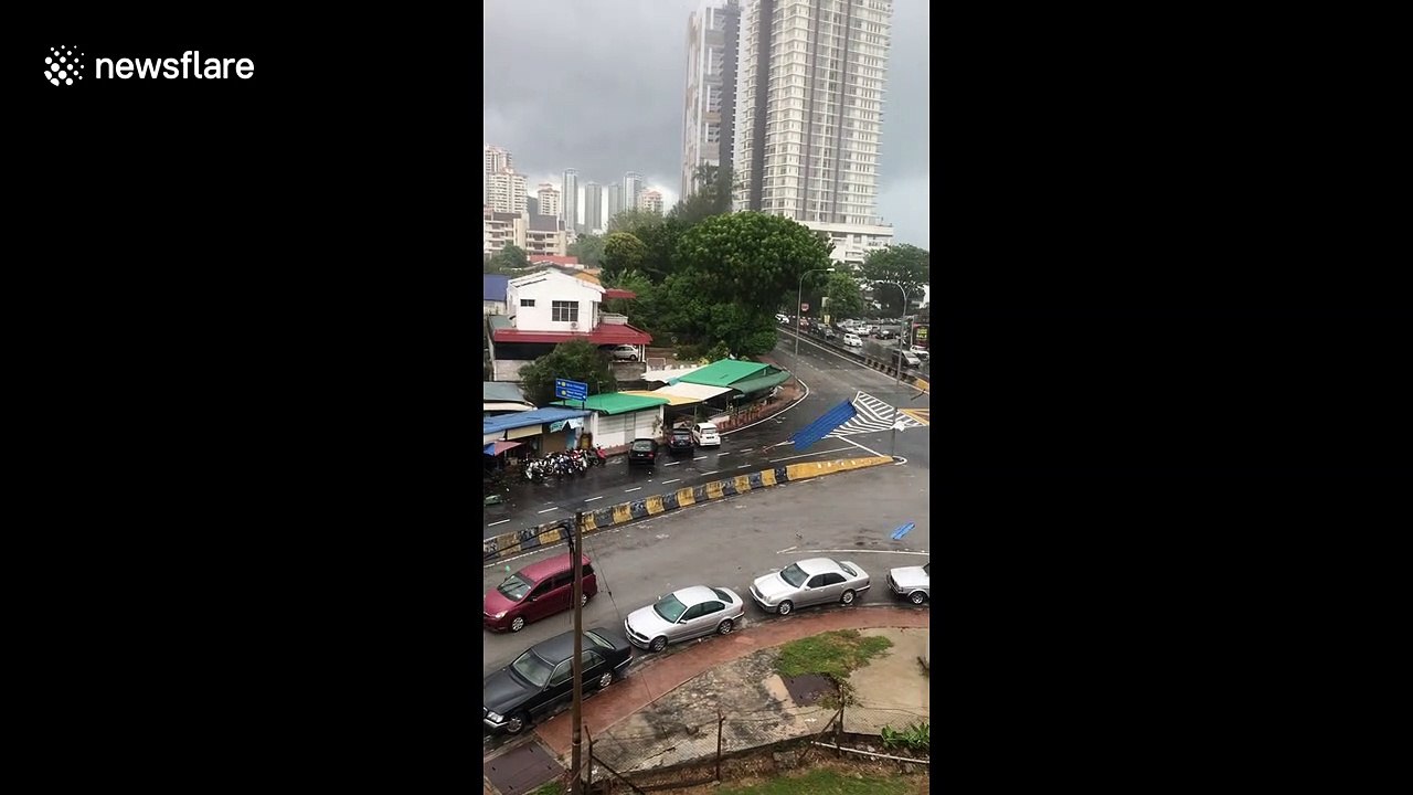 Terrifying moment waterspout destroys homes in Malaysia