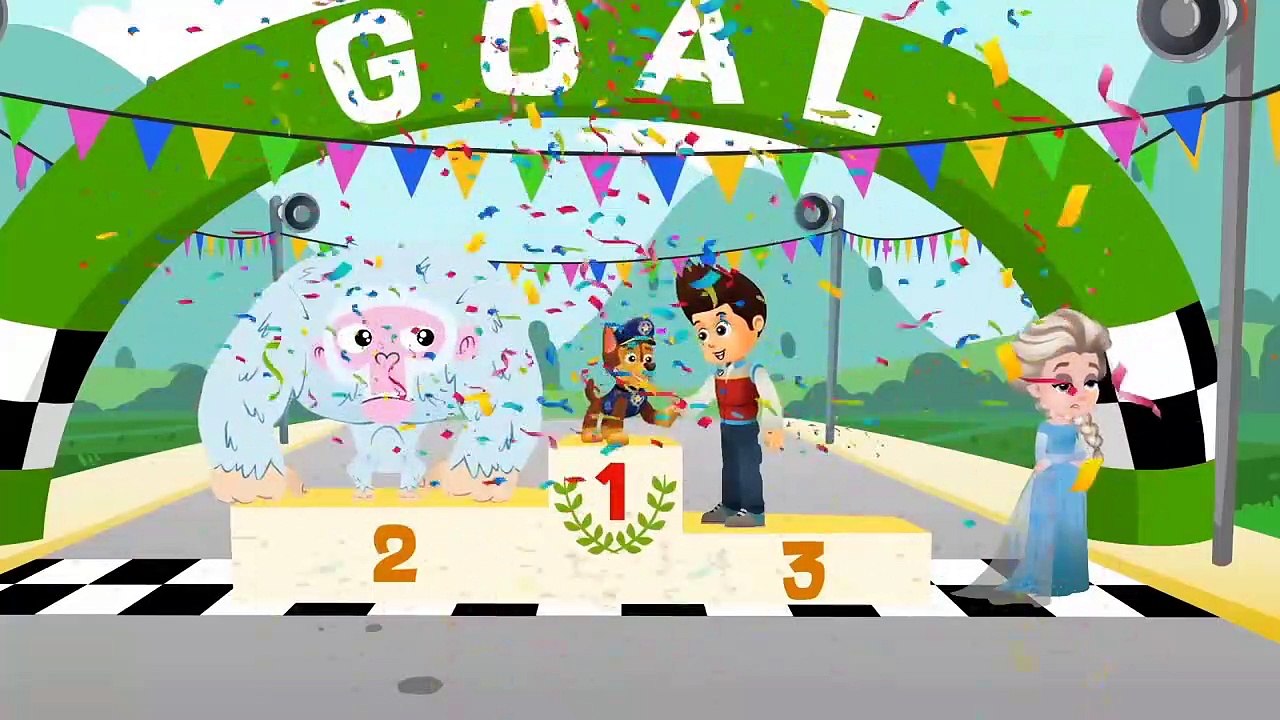 Paw Patrol - Monster truck machine de course avec la magie des amis + Roues sur le bus de comptines