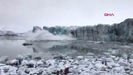 Dha Dış ? Buzul Kırıldı, Turistler Oluşan Dalgalardan Son Anda Kaçtı