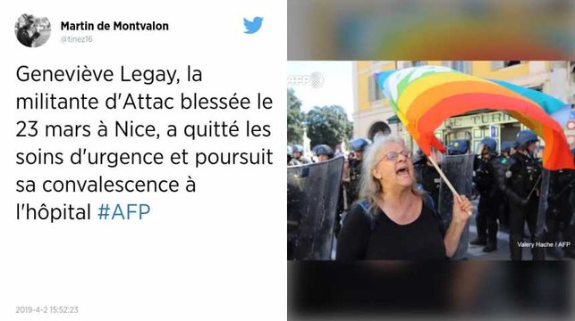 Gilets jaunes. Blessée par la police à Nice, Geneviève Legay placée en unité de convalescence