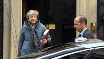 Theresa May departs Downing Street for PMQs