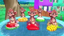 Funny Monkeys In Swimming Pool Inflatable Toys - Five Little Monkeys | Nursery Rhymes & Kids Songs | Best Cartoon Movies ✓