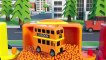 City Train with Color Vehicles Cars - Monster Trucks School Bus and Police in Fun Balls