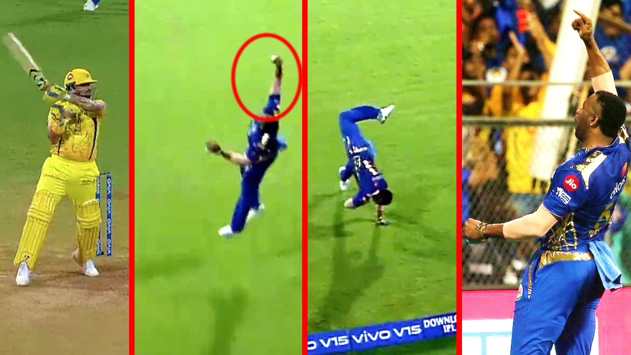 ரெய்னாவின் விக்கெட் எடுக்க பொல்லார்ட் பிடித்த அற்புத கேட்ச்