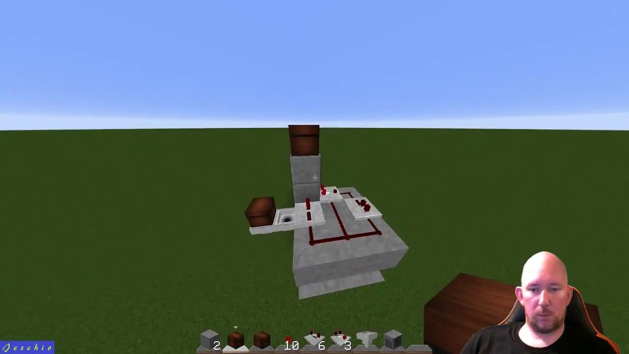 Minecraft Tutorial - Platzsparender automatischer Redstone Item-Aufzug ohne permanente Clock