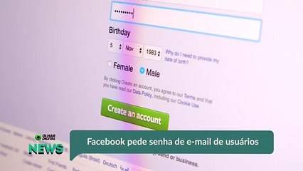 Facebook pede senha de e-mail de usuários