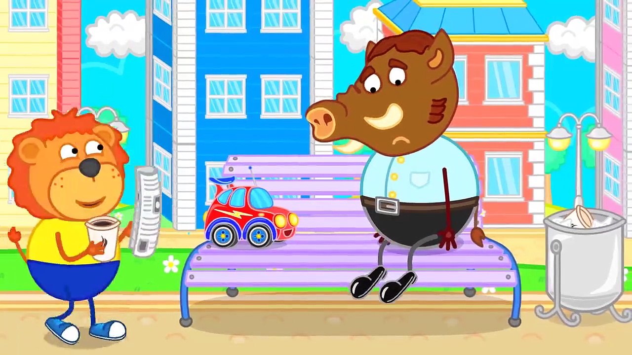 Lion de la Famille de Jouer Ensemble en s'Aidant les Uns les Autres dessin animé pour Enfants
