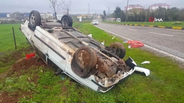 Takla Atan Araçtan Burunları Bile Kanamadan Çıktılar