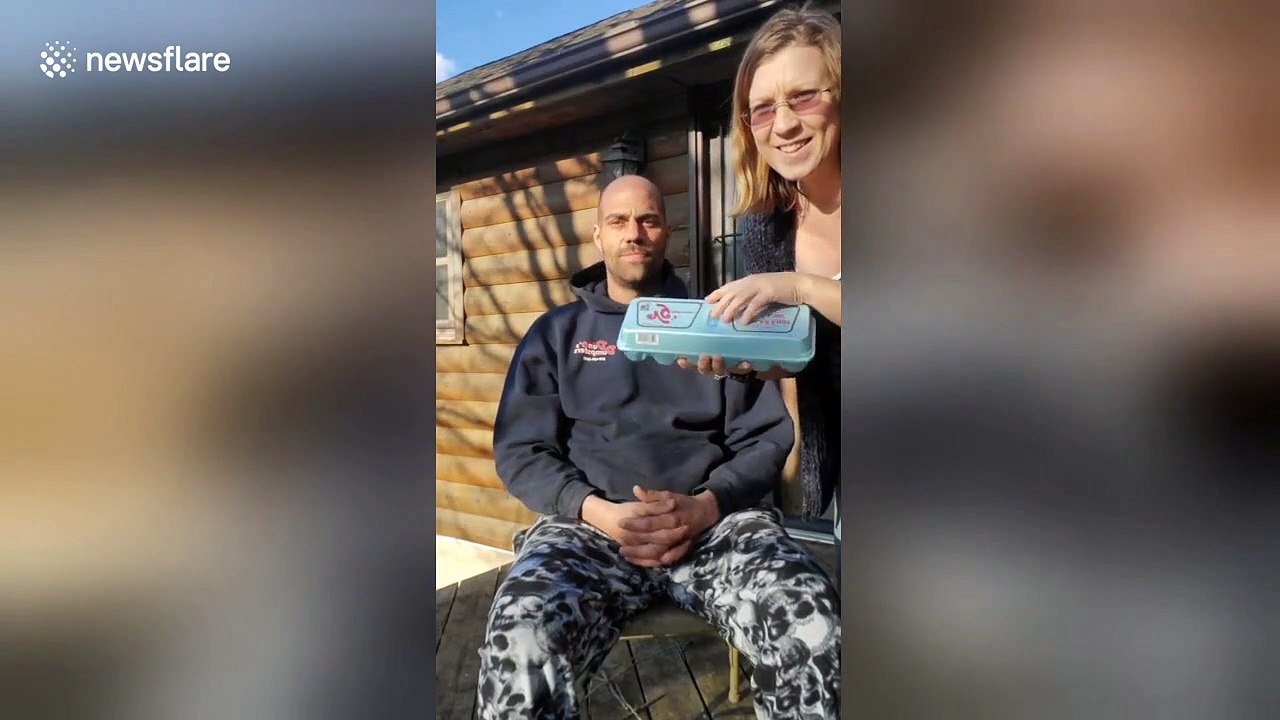 Husband loses bet with wife and gets six eggs cracked on his head!