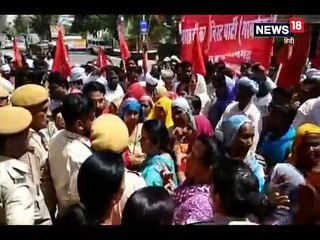 माकपा के कार्यकर्ताओं ने किया हनुमानगढ़ जंक्शन थाने का घेराव
