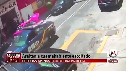 Asaltan a cuentahabiente que era escoltado por policías