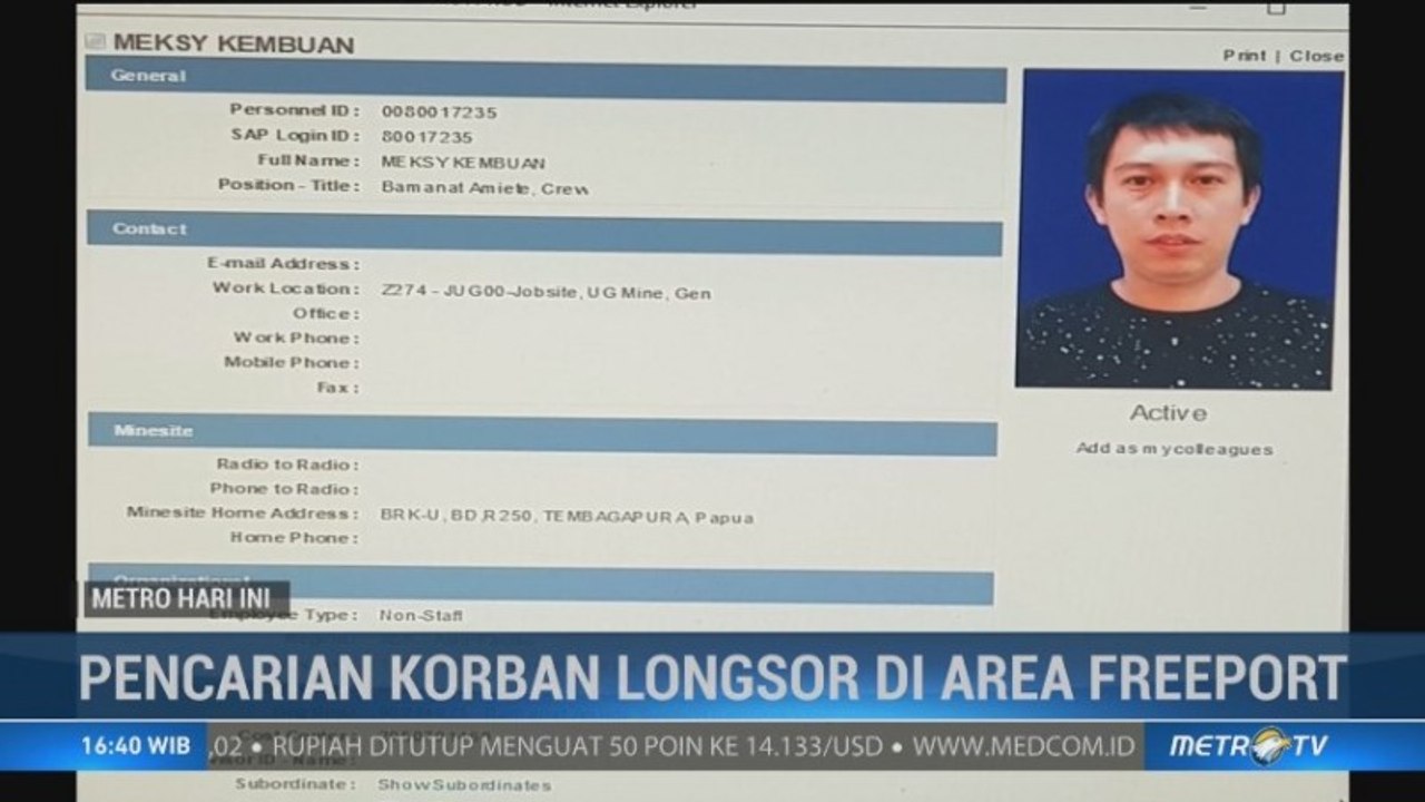 Dua Korban Longsor Freeport Belum Ditemukan