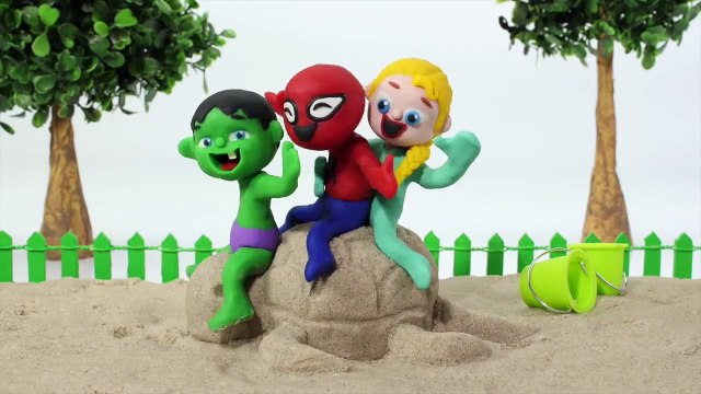 SUPERHERO BABIES MAKE SAND FIGURES ❤ Spiderman, Hulk & Frozen Elsa Play Doh Cartoons For Kids