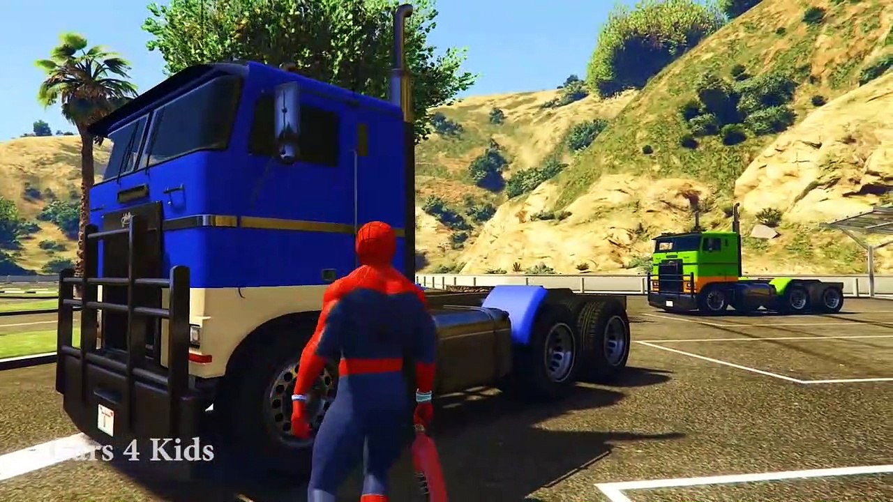 لون السيارات للأطفال & شاحنة /w سبايدرمان الكرتون للأطفال و أغاني
