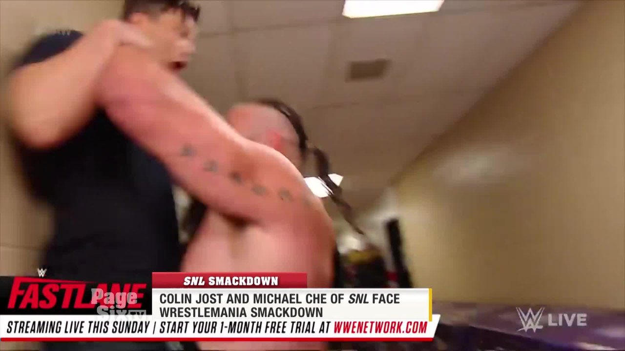 .@WrestleMania is taking over NYC this weekend, and @nbcsnl stars @ColinJost and #MichaelChe are facing off against @BraunStrowman! We have all the deets on #PageSixTV!