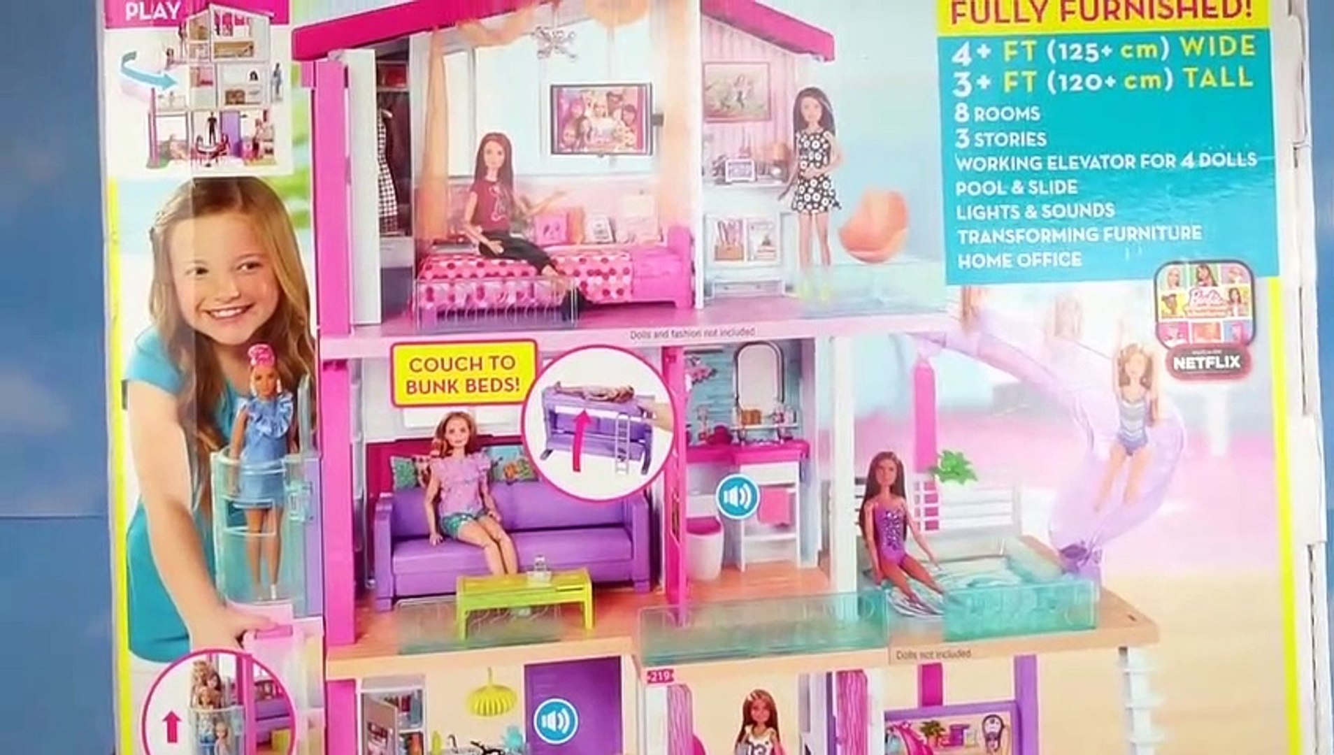 barbie house set with 3 dolls and pool