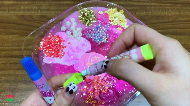 Special Series PINK Hello Kitty || MIXING TOO MUCH BEADS AND GLITTER INTO SLIME ||