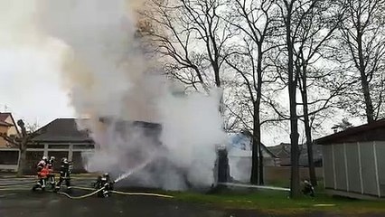 Incendie dans la cour de l'école des Remparts à Rosheim