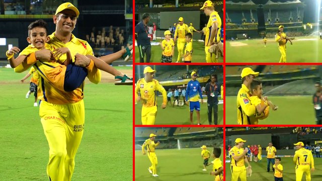 IPL 2019: Chennai vs Punjab | Dhoni with kids | வாட்சன், தாஹிர் மகன்களுடன் விளையாடும் தோனி