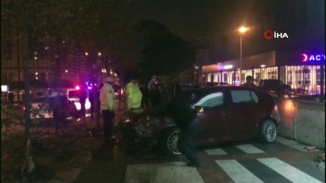 Önce yol kenarındaki ağaçlara ardından da hastane duvarına çarparak durabildi