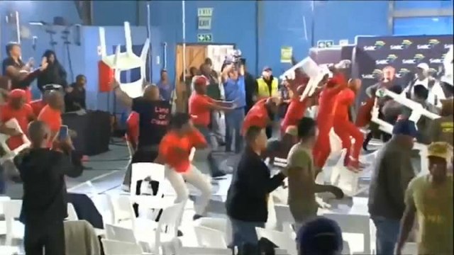 Chaos erupts between South Africa left-wing parties' supporters