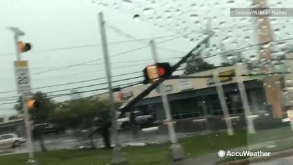 Power lines down on street in Houston area