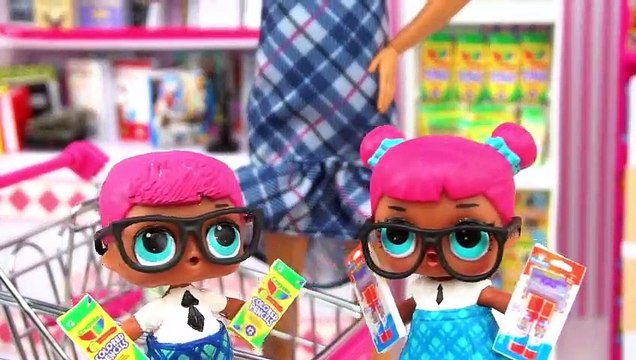 LOL Teachers Pet Family Goes School Supply Shopping - Barbie Supermarket Toy | Boomerang