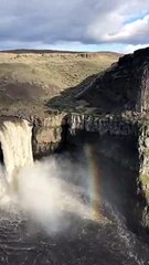 Melting Spring Snow Unleashes Powerful Waterfall