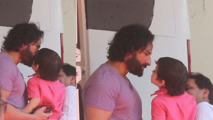 Taimur Ali Khan give cute kiss to his dad Saif Ali Khan: Watch Video |FilmiBeat