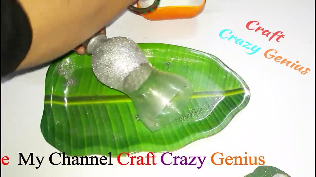 DIY Flower vase from plastic bottle & glitter powder  |Best out of waste Flower vase/flowerpot