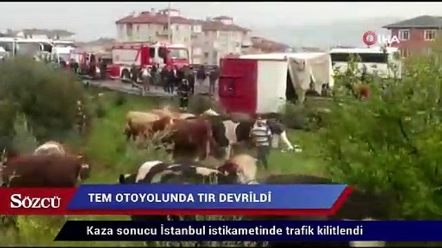 TIR devrildi, TEM Otoyolu ulaşıma kapandı