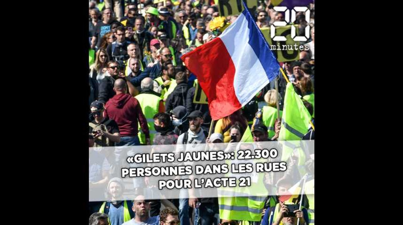 «Gilets jaunes»: 22 300 personnes dans les rues pour l'acte 21, selon le Ministère de l'Intérieur