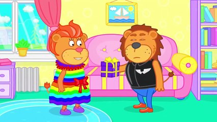 Famille De Lions Surprise Inattendue Dessin Animé Pour Enfants