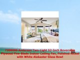 7200000 Anderson TwoLight 52Inch Reversible Plywood FiveBlade Indoor Ceiling Fan