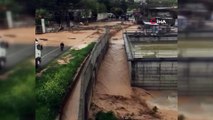 Nizip'te şiddetli yağış nedeniyle sel meydana geldi...İlçede çok sayıda istinat duvarı çöktü