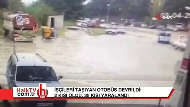 Manisa'da işçiler taşıyan otobüs kaza yaptı
