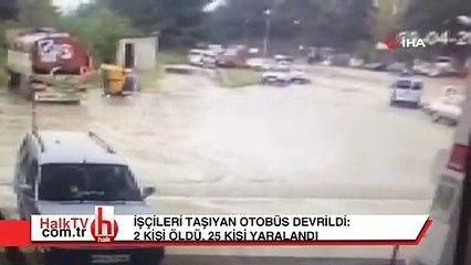 Manisa'da işçiler taşıyan otobüs kaza yaptı